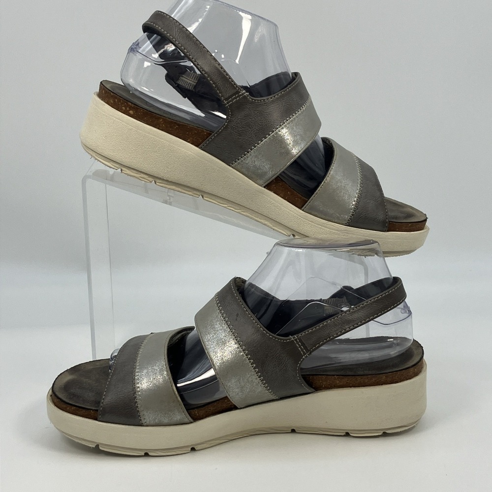 Hokus Pokus 9M Shoes Gray Silver Comfort Platform‎ Sandals Cork Fully Adjustable